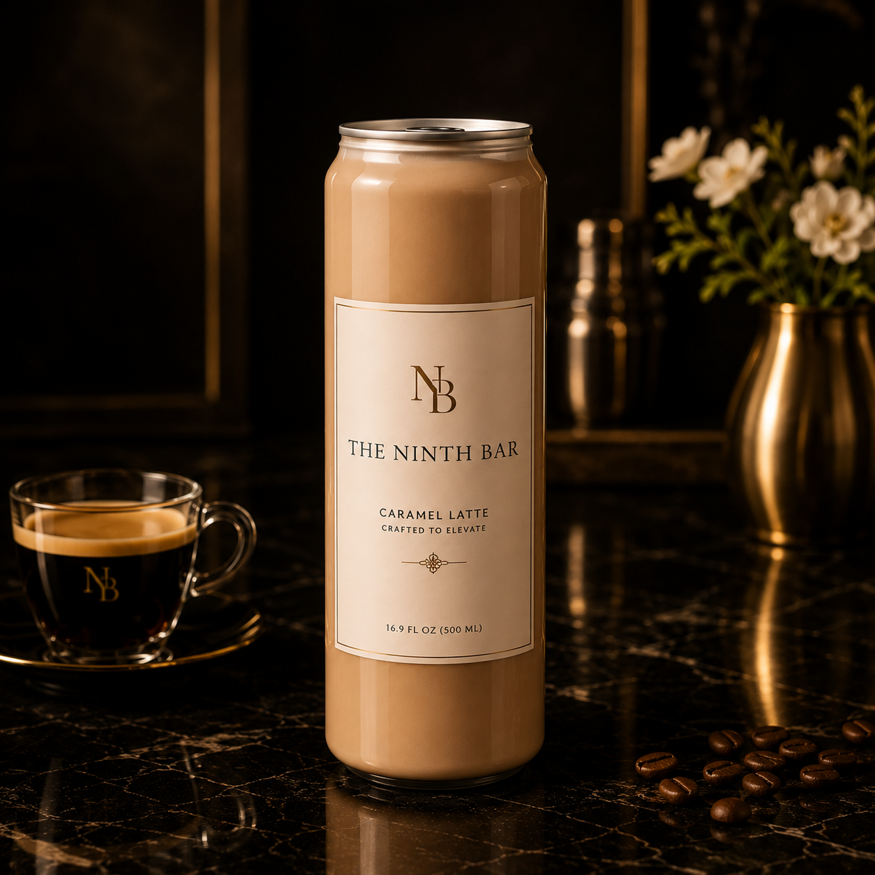The Ninth Bar Caramel Latte 16.9 oz event coffee drink